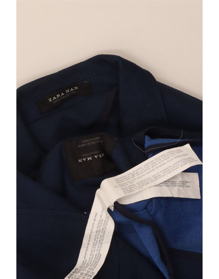 Zara Chaqueta tipo blazer de 2 botones para hombre EU 46 Small Azul marino Poliéster