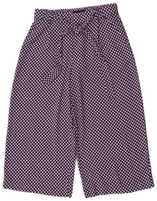 Zara Mujer Trafaluc Pantalones Capri De Pierna Ancha Grande W32 L22 Azul Geométrico