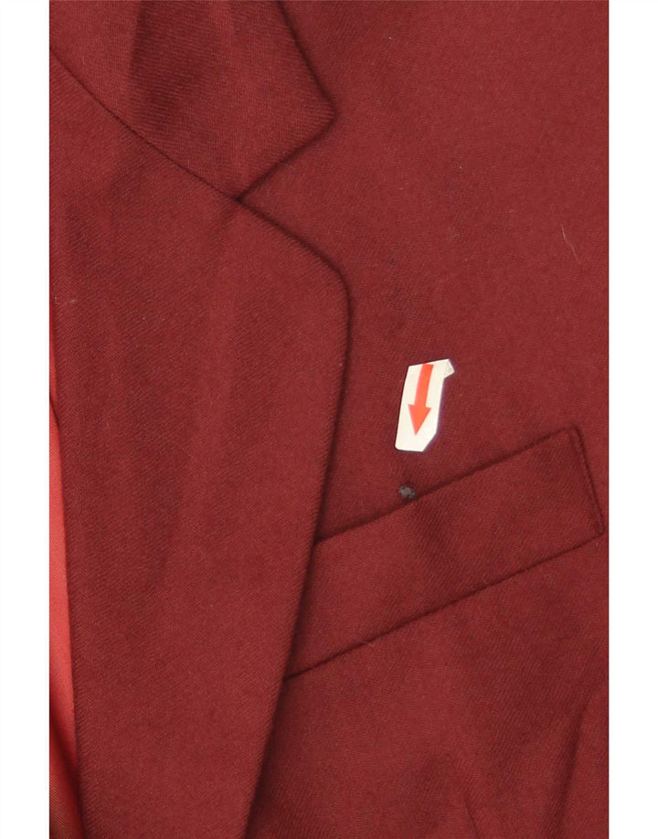 Benetton Chaqueta Americana Corta De 2 Botones IT 44 Lana Mediana Burdeos