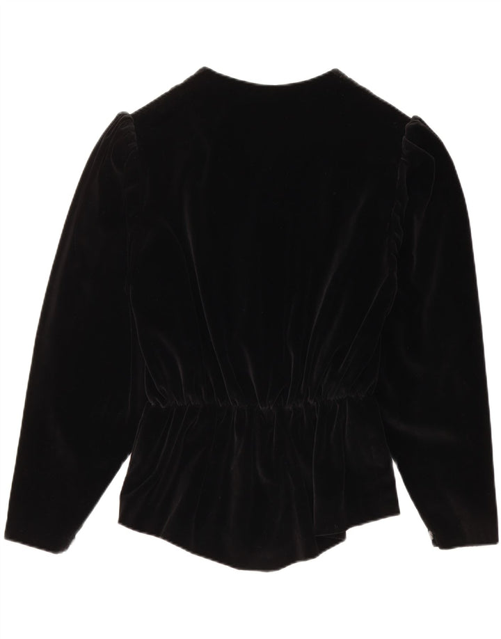 Vintage mujer 3 botones terciopelo Blazer chaqueta Reino Unido 14 medio negro