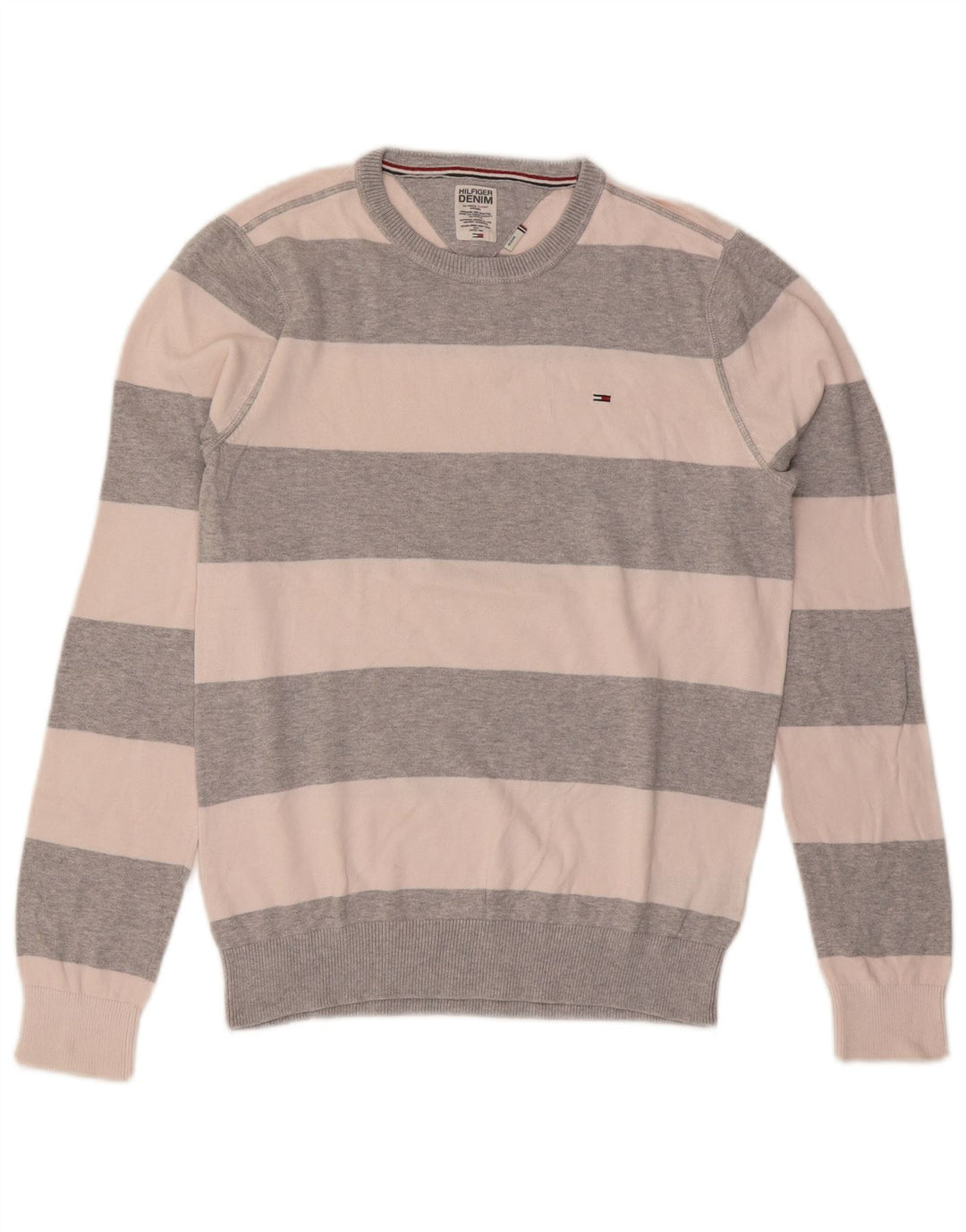 Tommy Hilfiger Jersey De Cuello Redondo Para Hombre De Algodón A Rayas Gris Medio