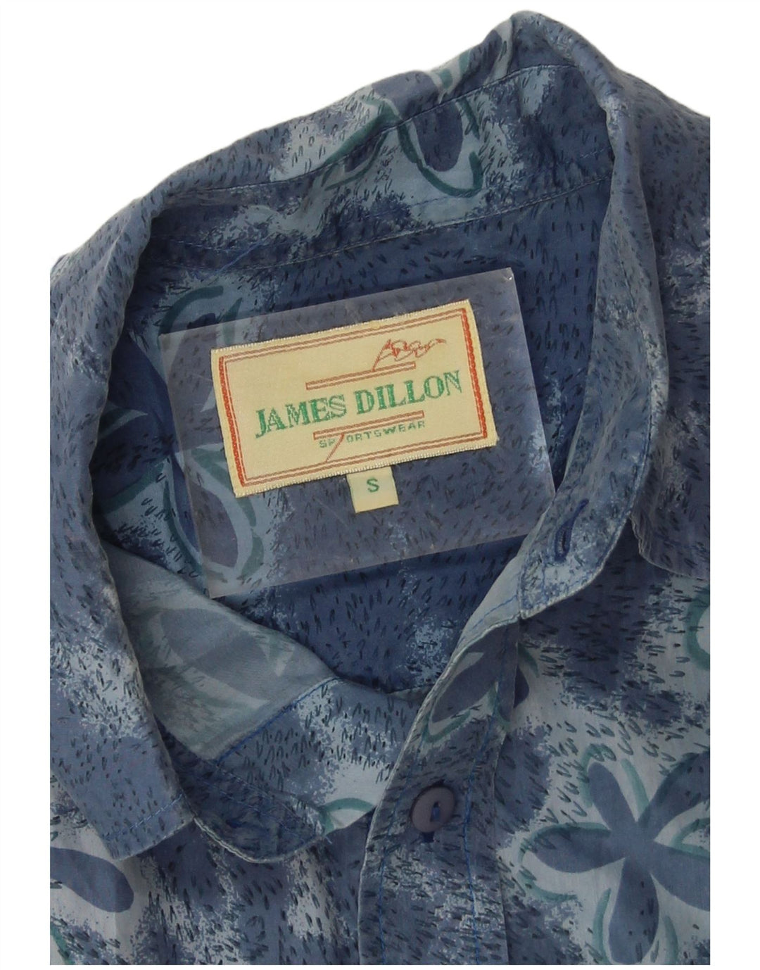 James Dillon Camisa de manga corta para hombre Seda floral azul pequeña