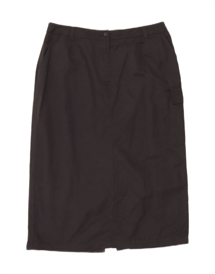 Vintage mujer Midi Cargo Falda W34 Grande Negro
