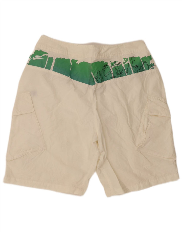 NIKE Mens Graphic Cargo Swimming Shorts Medium  White Cotton