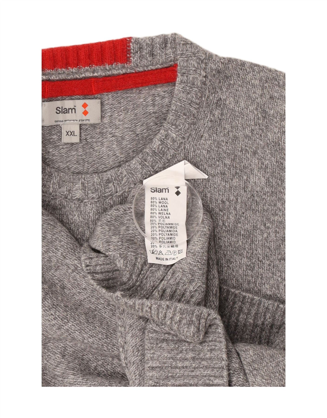 Slam Jersey de cuello redondo para hombre, talla 2XL, lana moteada gris