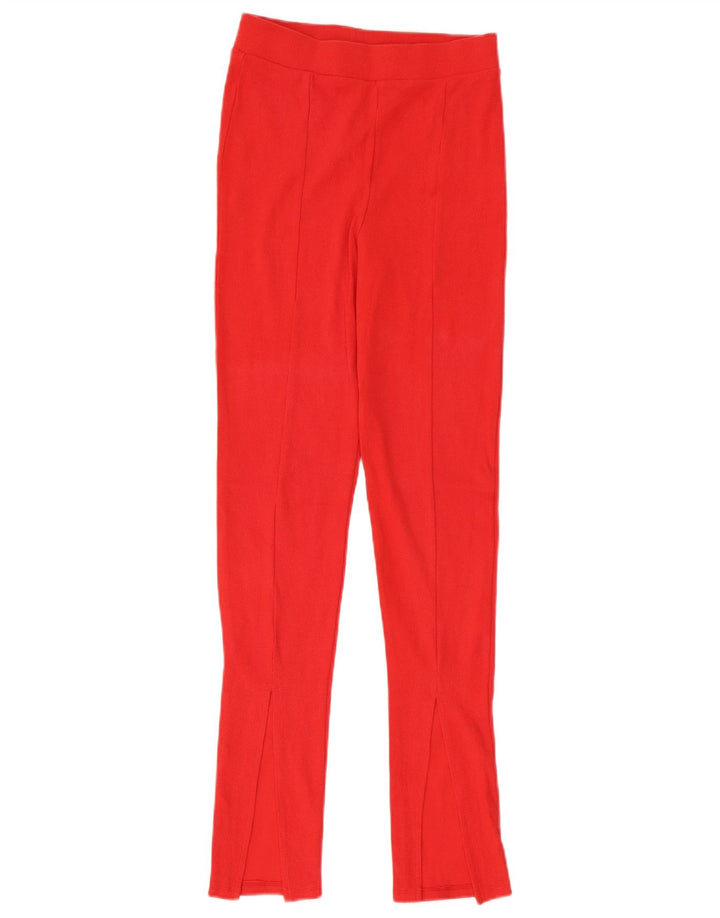 Zara Mujer Leggings Reino Unido 12 Mediano Rojo Algodón