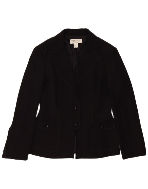 PAOLA ANTONINI Chaqueta Blazer de 3 Botones para Mujer UK 46 Grande Lana Negra