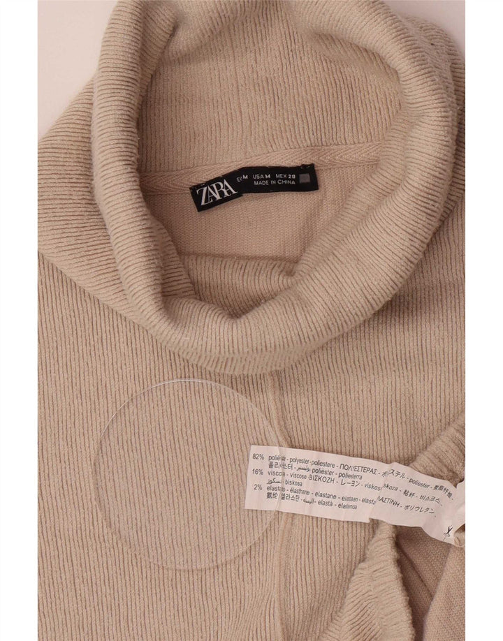 Zara Mujer Oversize Roll Neck Jumper Sweater UK 44 Medio Beige Poliéster