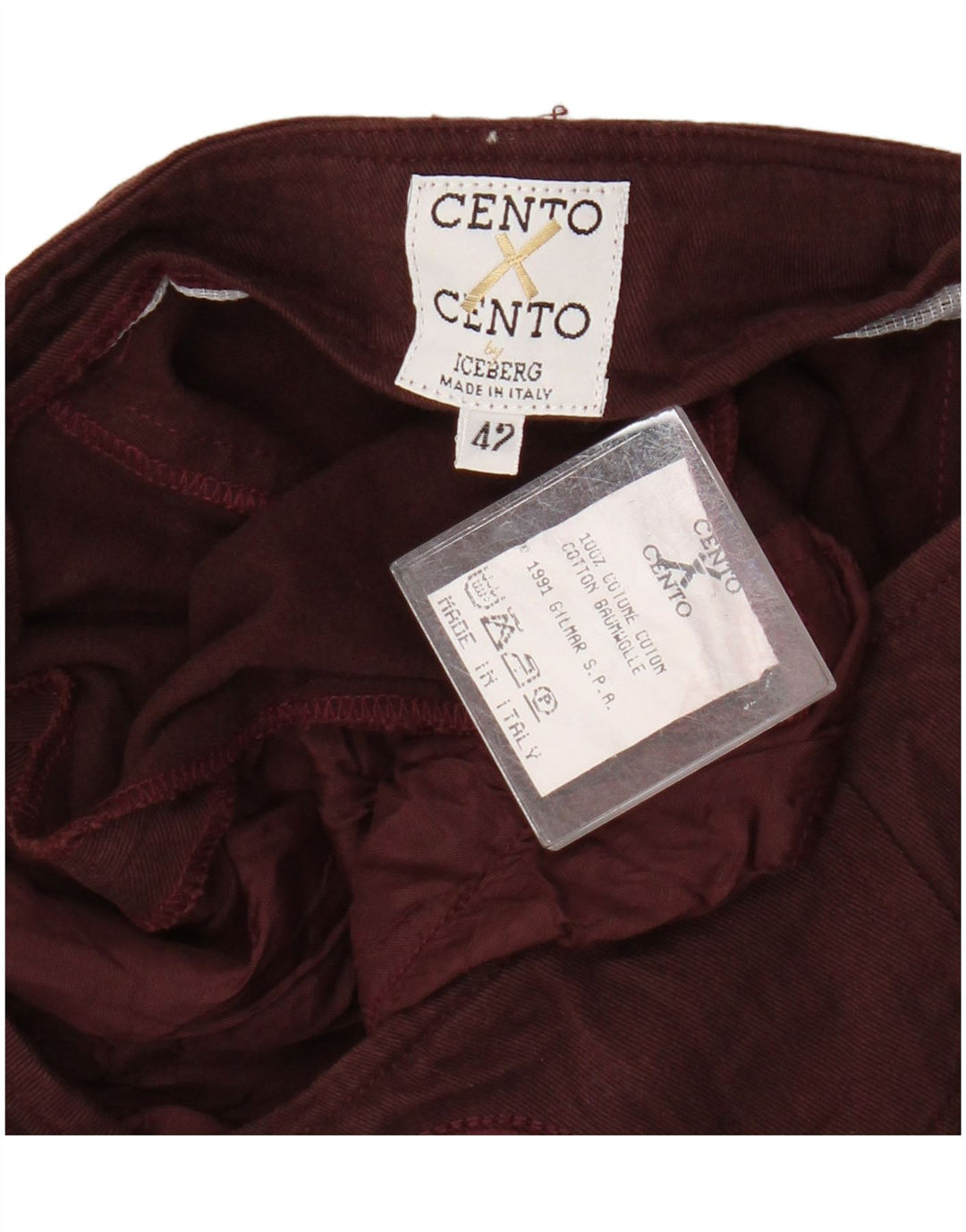Iceberg Falda Acampanada Cento / Cento para Mujer IT 42 Medium W26 Borgoña