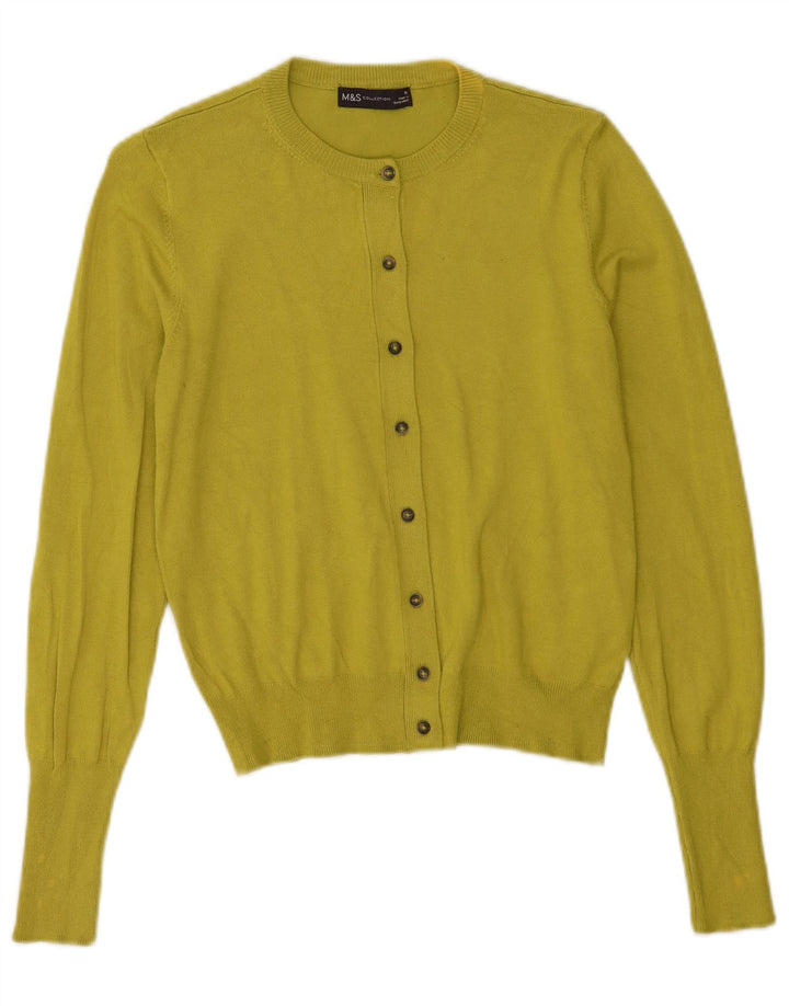 Marks & Spencer Suéter tipo cárdigan para mujer UK 10 Small Viscosa verde