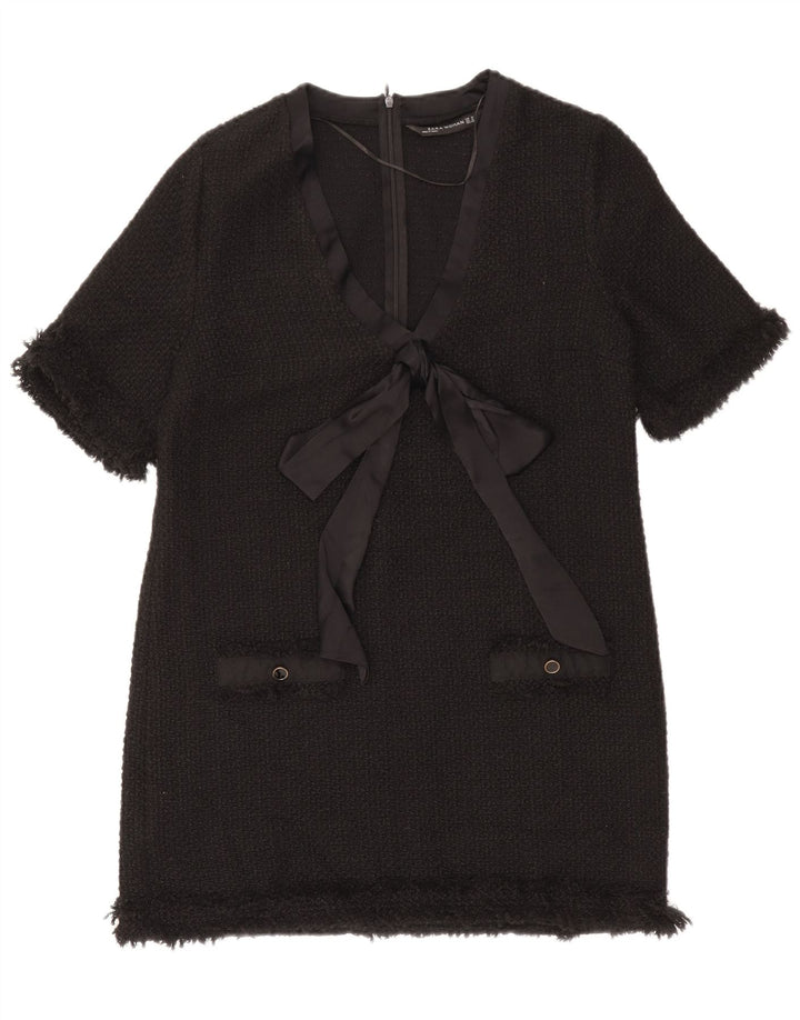 Zara Mujer Vestido Recto UK 42 Medio Negro Acrílico