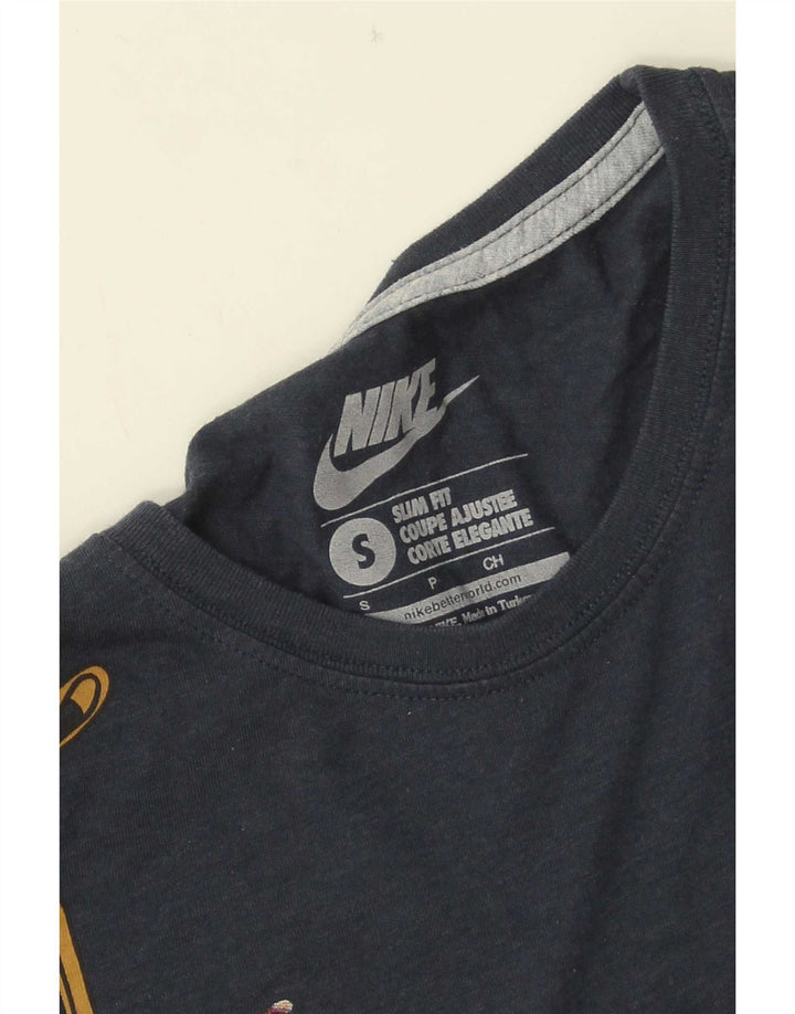 Nike Camiseta ajustada con gráfico para hombre, talla pequeña, azul marino