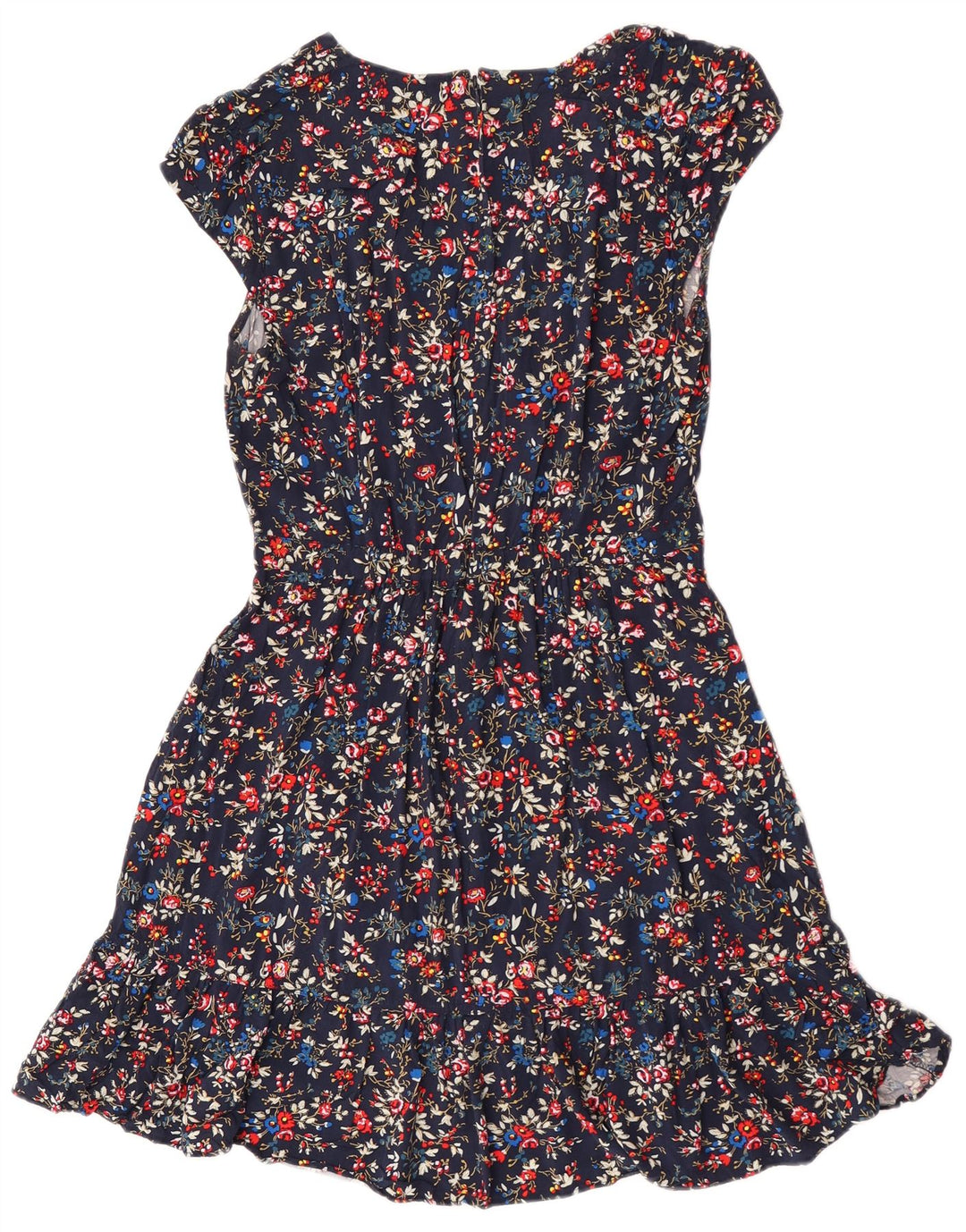 J. Crew Vestido Acampanado para Mujer US 6 Medio Azul Marino Floral Viscosa