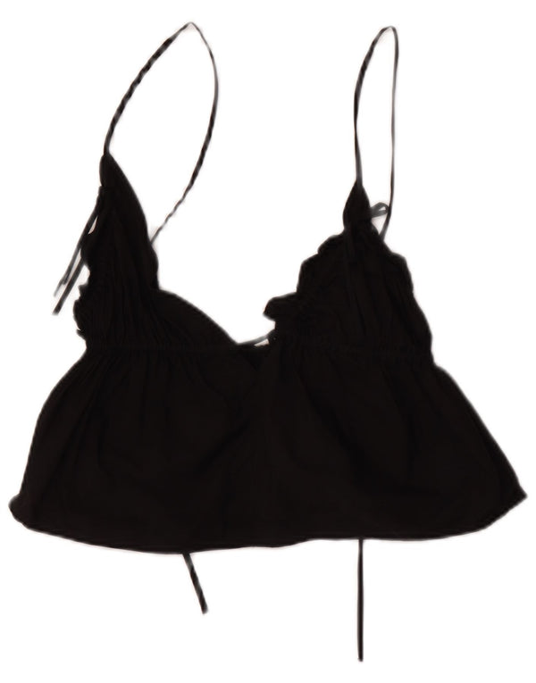 Vintage mujer crop Cami Top Reino Unido 4 XS Negro