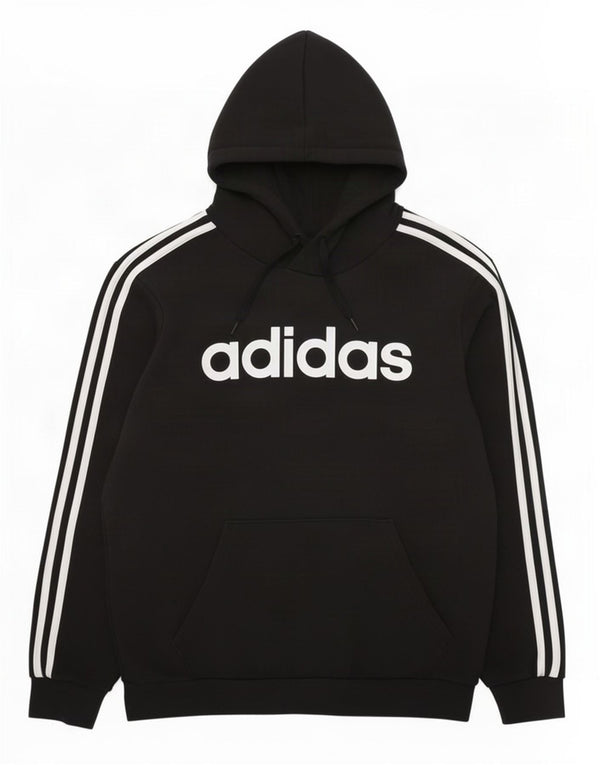 Adidas Mens Graphic Hoodie Jumper Large Black Cotton