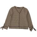 Zara Mujer Blusa De Manga Larga Top UK 10 Small Gris Houndstooth