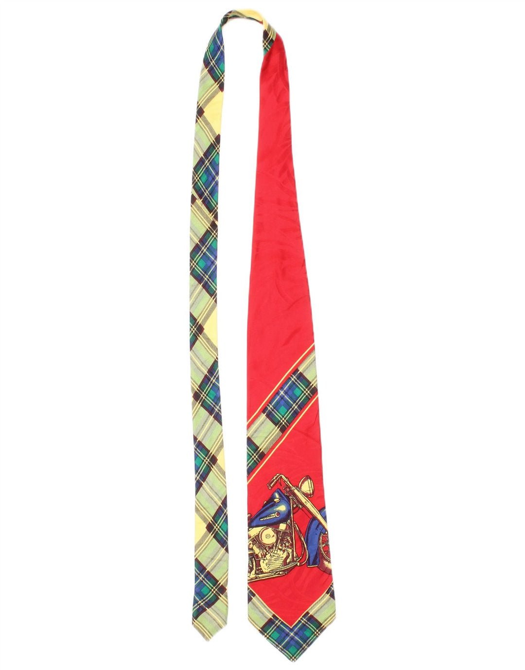 Corbata gráfica vintage para hombre talla única seda a cuadros rojos