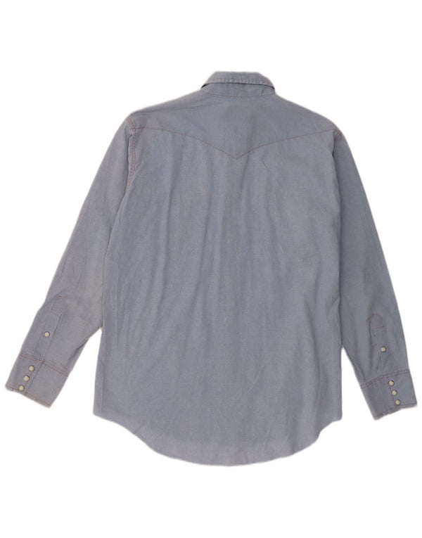 Wrangler Camisa Western Regular Fit para hombre Talla 17 XL Poliéster azul