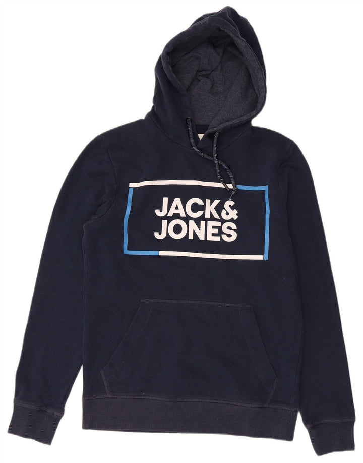 Jack & Jones Hombre Sudadera Con Capucha Gráfica Jersey Pequeño Azul Marino Algodón