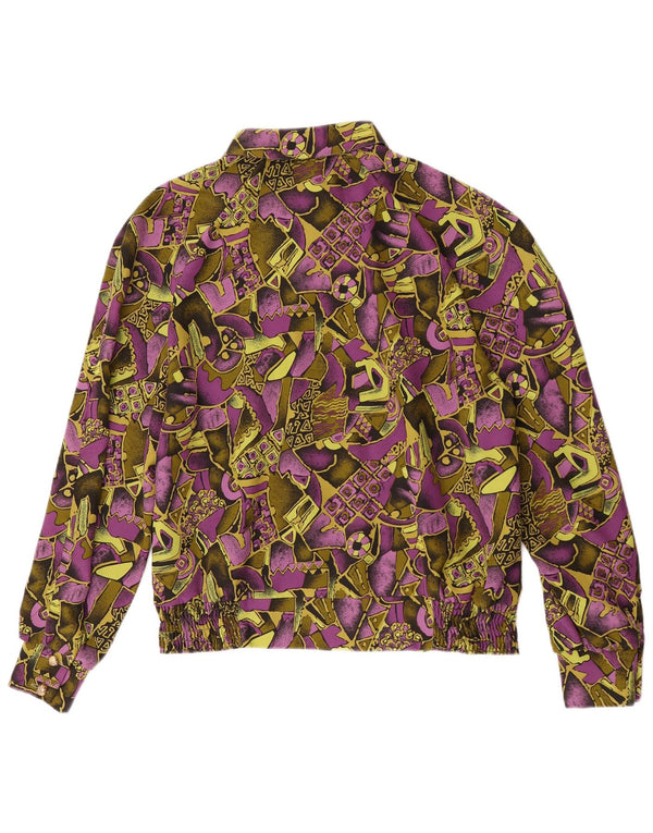 Vintage mujer manga larga camisa blusa IT 42 medio púrpura retro