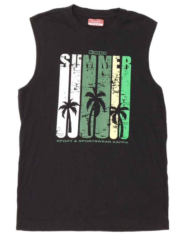 Kappa Mens Graphic Chaleco Top Grande Negro