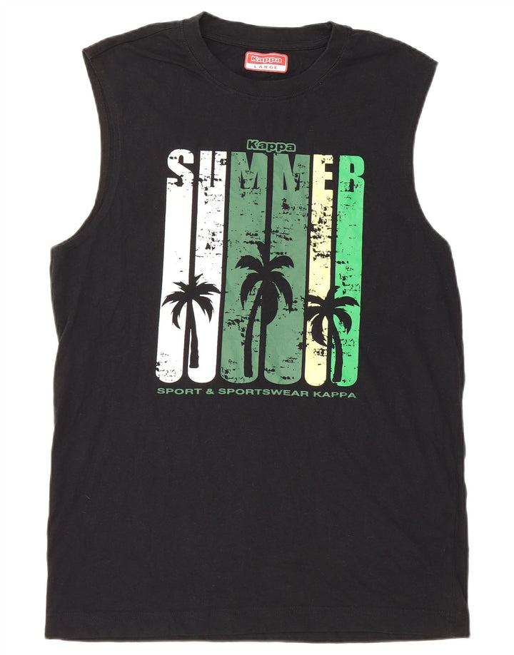 Kappa Mens Graphic Chaleco Top Grande Negro