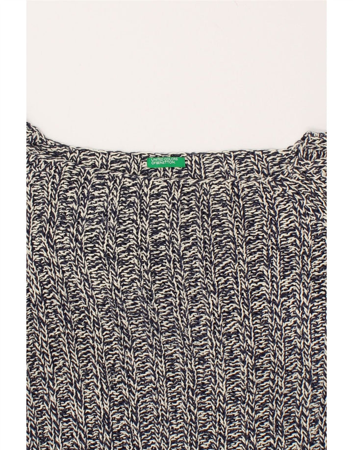 BENETTON Womens Boat Neck Jumper Sweater UK 16 Medium Navy Blue | Vintage Benetton | Thrift | Second-Hand Benetton | Used Clothing | Messina Hembry 
