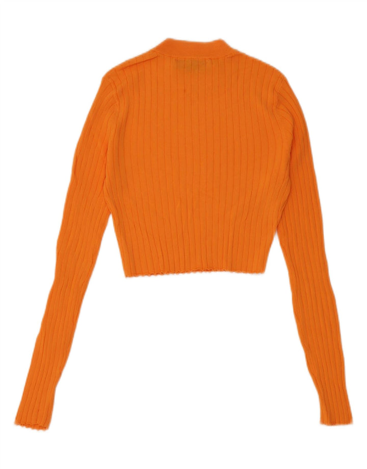 Zara Mujer Crop Top Manga Larga UK 8 Small Naranja