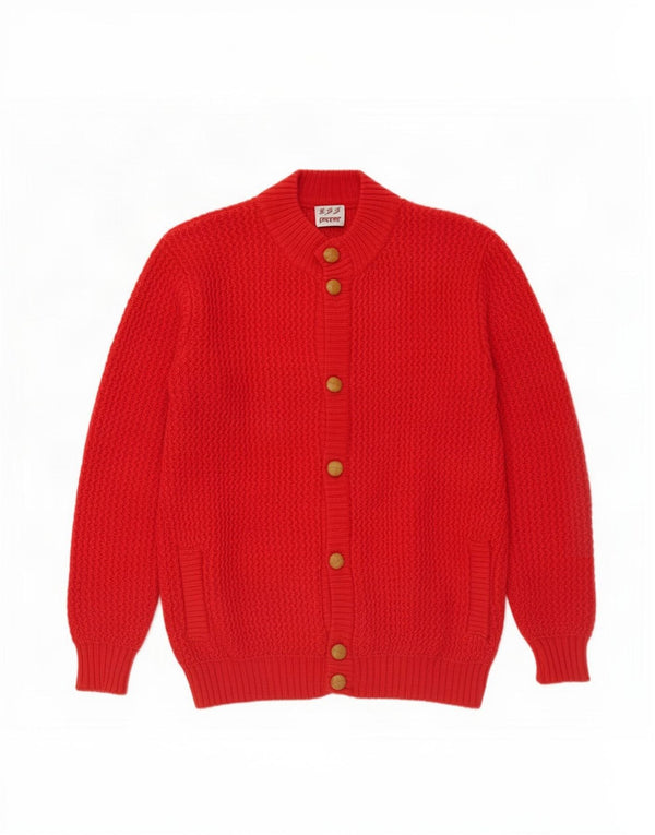 Vintage hombres Cardigan suéter medio rojo