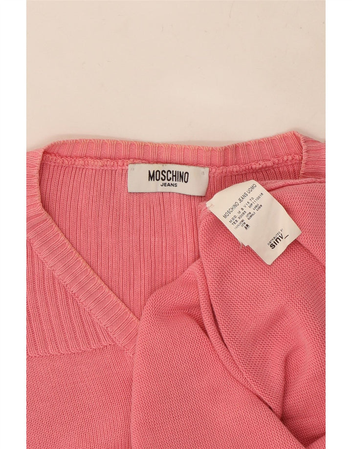 MOSCHINO Jersey con Cuello de Pico Small Rosa Algodón Hombre