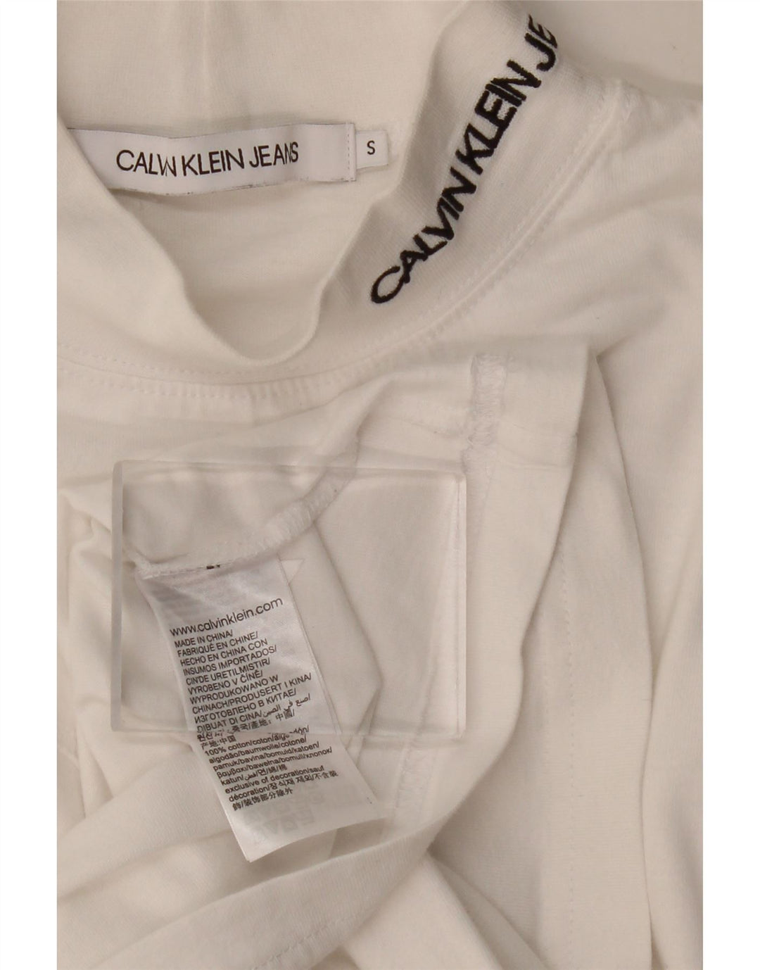 CALVIN KLEIN JEANS Top Hombre Manga Larga Pequeño Algodón Blanco