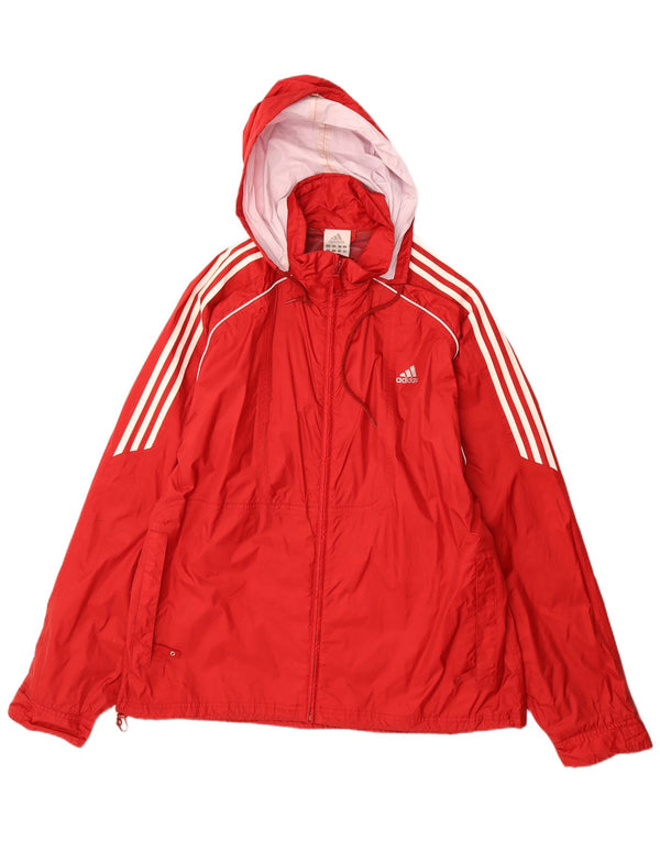 Adidas Chaqueta impermeable con capucha para hombre UK 44/46 Large Red Polyamide