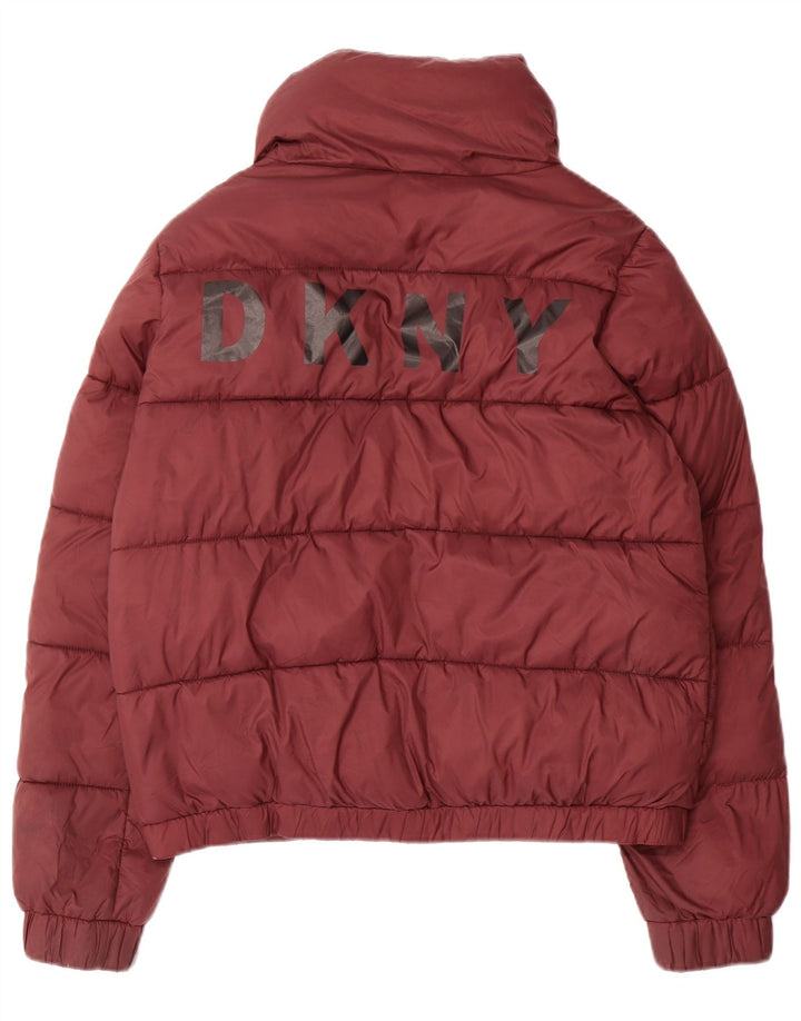 Dkny Chaqueta acolchada gráfica para mujer UK 44 Poliéster granate mediano