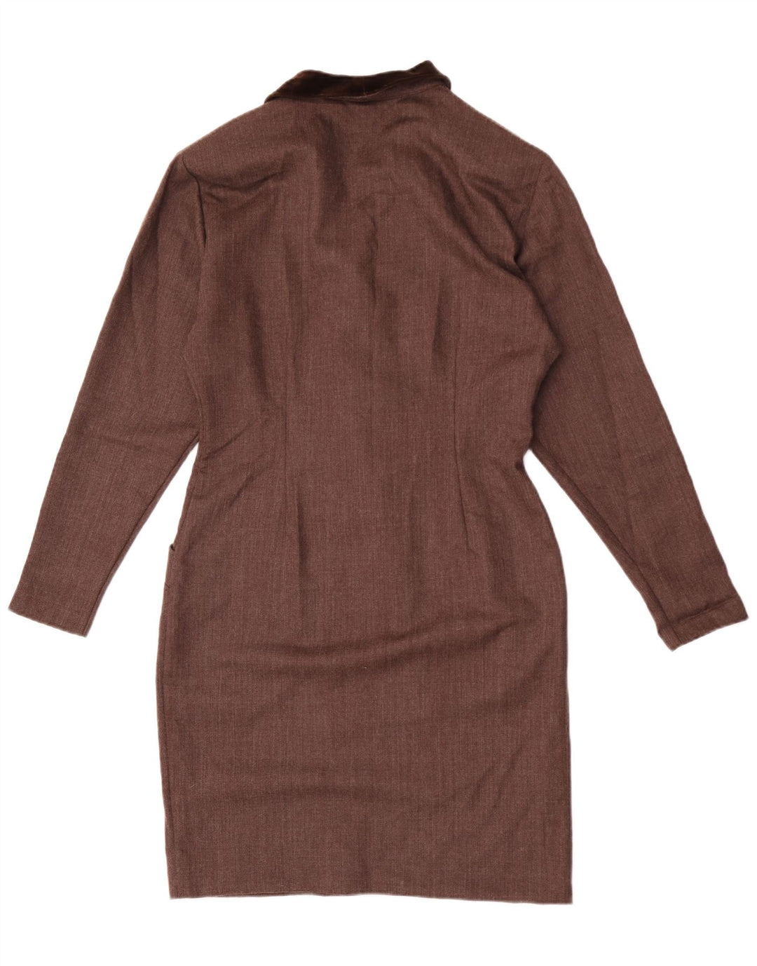 Vintage mujer camisa vestido Reino Unido 12 lana marrón medio