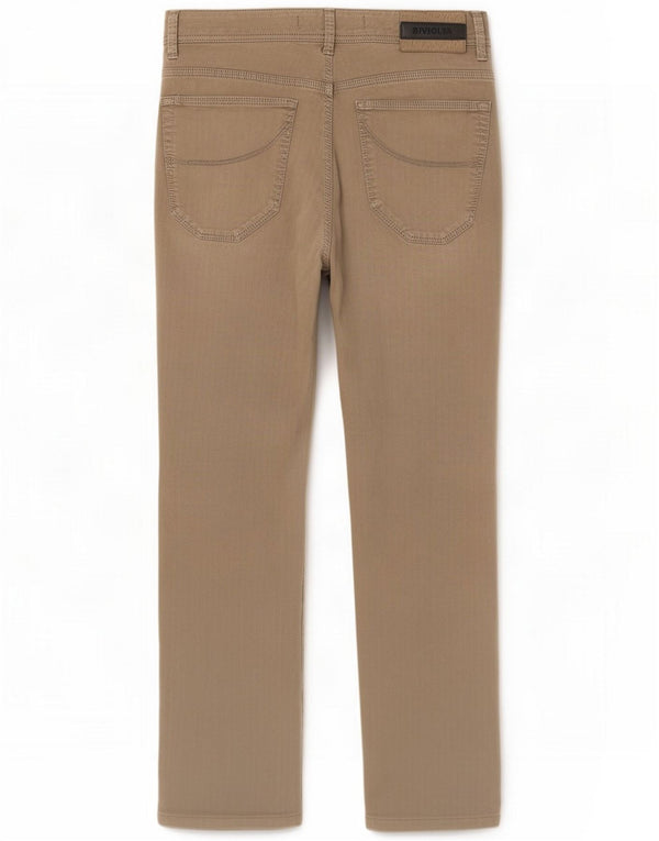 SIVIGLIA Womens Straight Casual Trousers W32 L29 Grey Herringbone Cotton