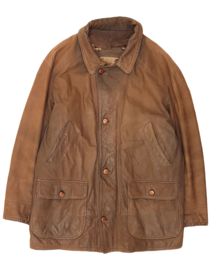 Conbipel Chaqueta de cuero para hombre IT 52 Cuero marrón grande