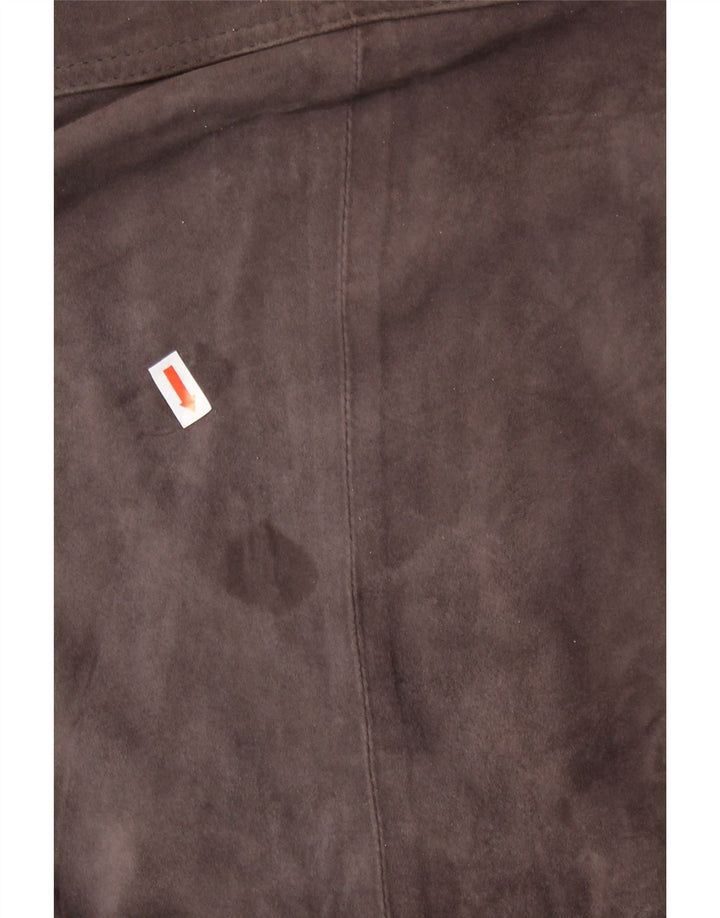 Vintage hombres ante cortavientos chaqueta Reino Unido 42 XL cuero marrón