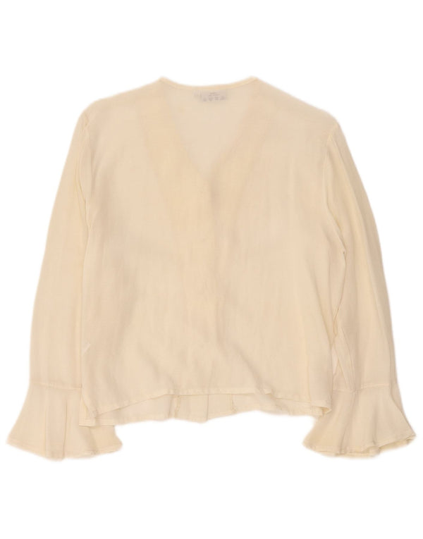 Mirella Mori Blusa camisera de ajuste relajado para mujer UK 10 Small Off White Viscosa