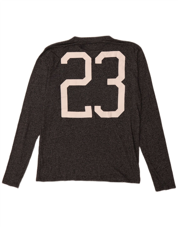 Superdry Top gráfico de manga larga de algodón gris medio para hombre