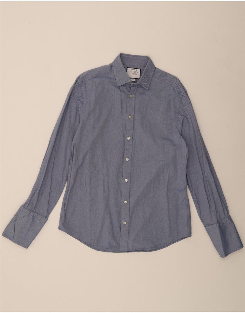 CHARLES TYRWHITT Mens Slim Fit Shirt Size 16 41 Large Blue Check Cotton Vintage Charles Tyrwhitt and Second-Hand Charles Tyrwhitt from Messina Hembry 