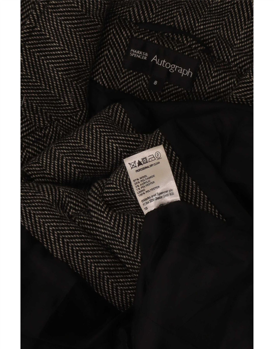 Marks & Spencer Abrigo autógrafo para mujer UK 8 Small Lana en espiga gris