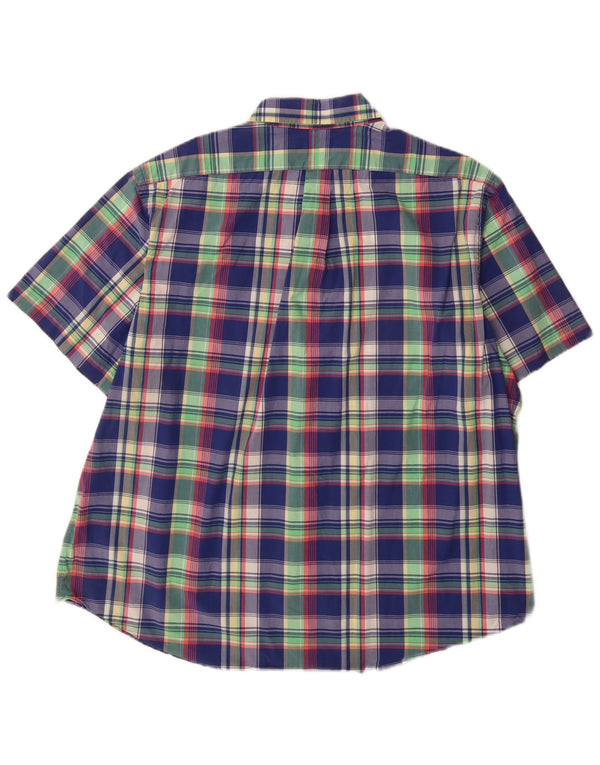 Ralph Lauren Camisa de manga corta para hombre 2XL Algodón a cuadros azul