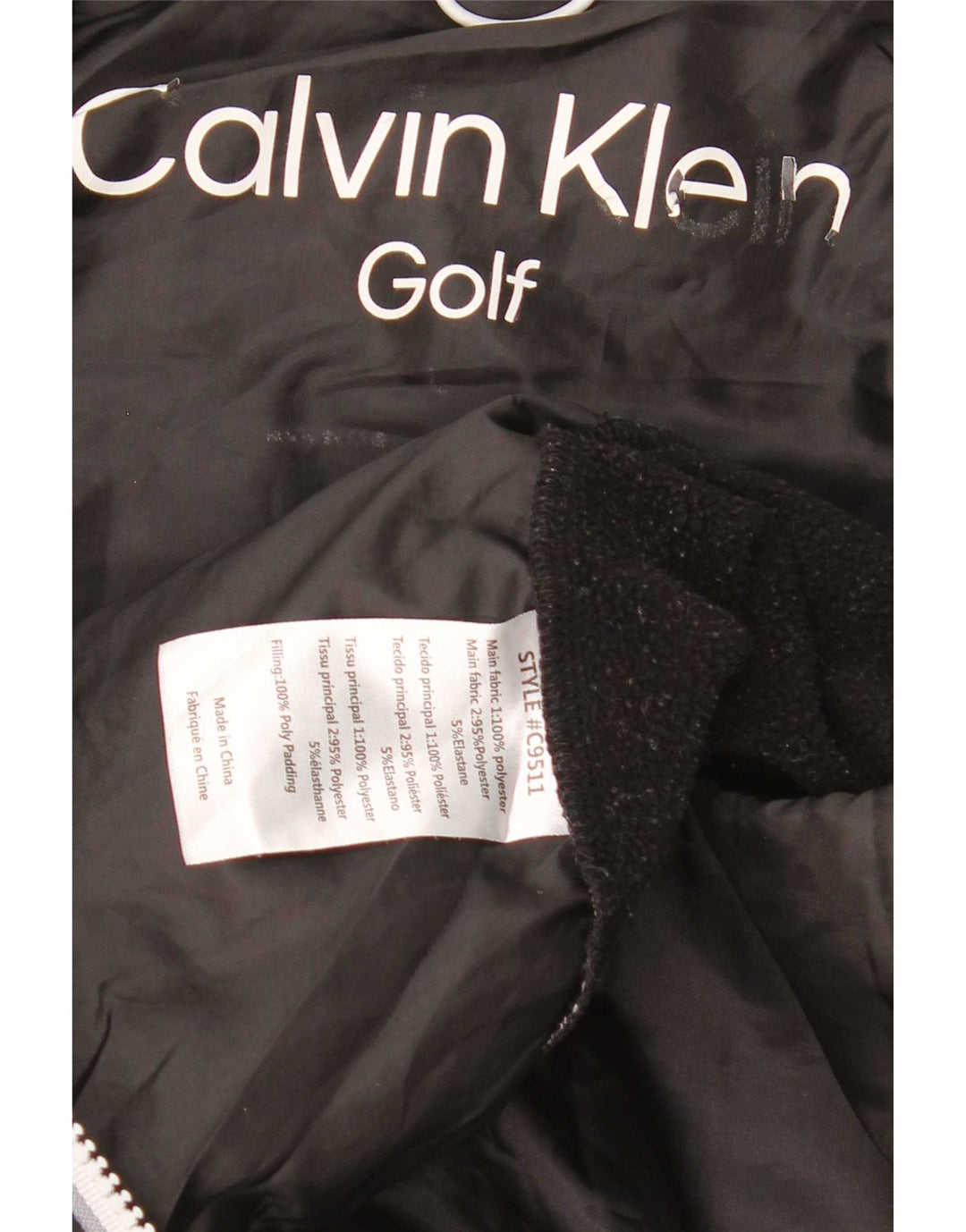 Calvin Klein Chaqueta acolchada de golf para hombre UK 38 Mediana Poliéster negro