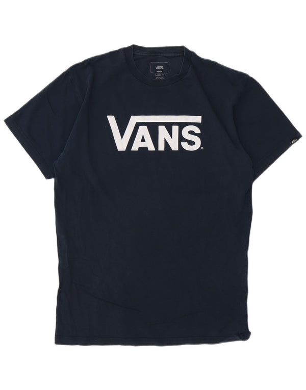VANS Hombre Classic Fit Graphic Camiseta Top Medium Azul Marino Algodón