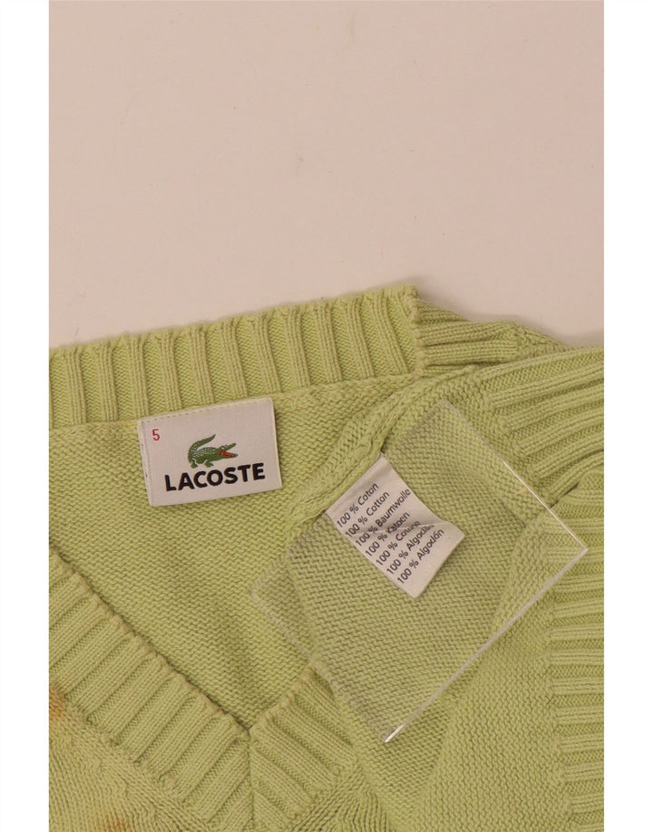 LACOSTE Jersey con cuello en V para hombre Talla 5 Grande Algodón verde