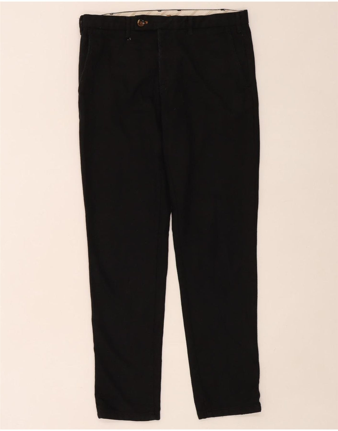 Zara Pantalón de traje ajustado para hombre EU 40 Medium W31 L30 Poliéster negro