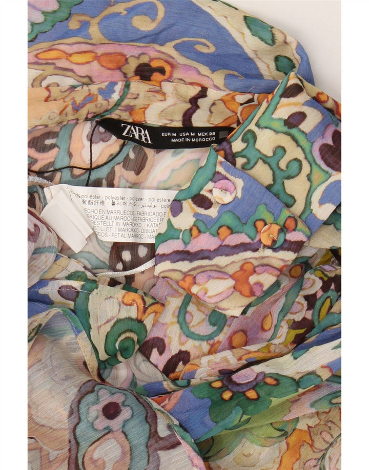 Zara Blusa camisera extragrande para mujer UK 44 Mediana Paisley multicolor