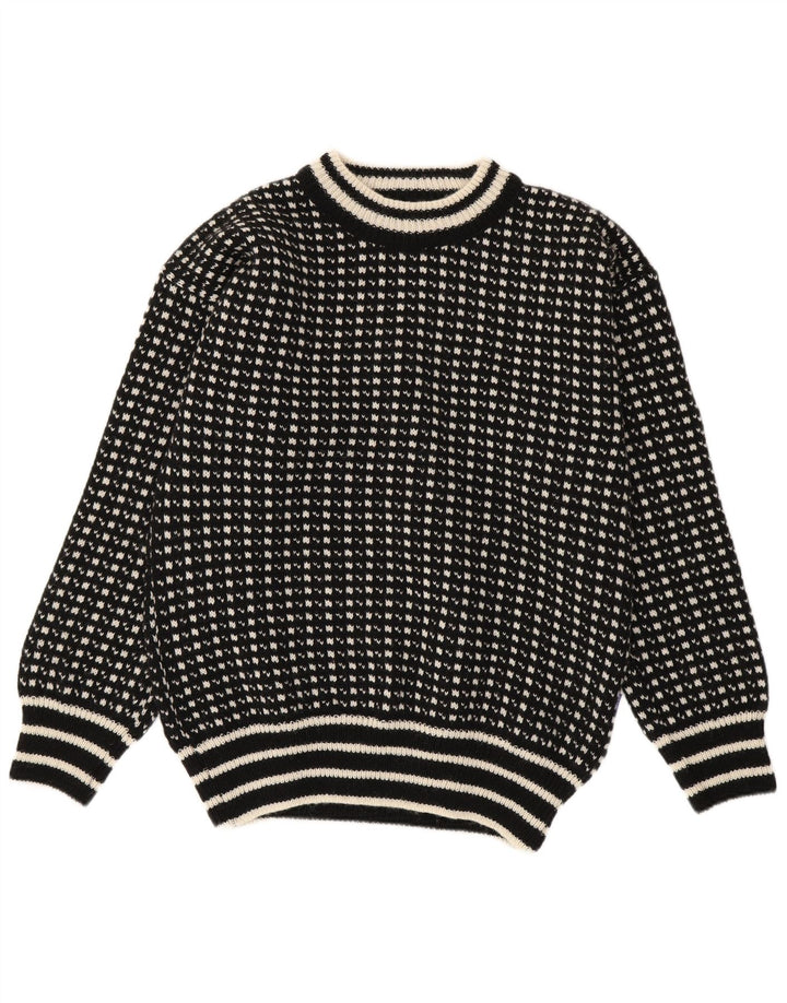 Bratens Jersey Con Cuello Barco Para Hombre De Lana Geométrica Negra Mediana