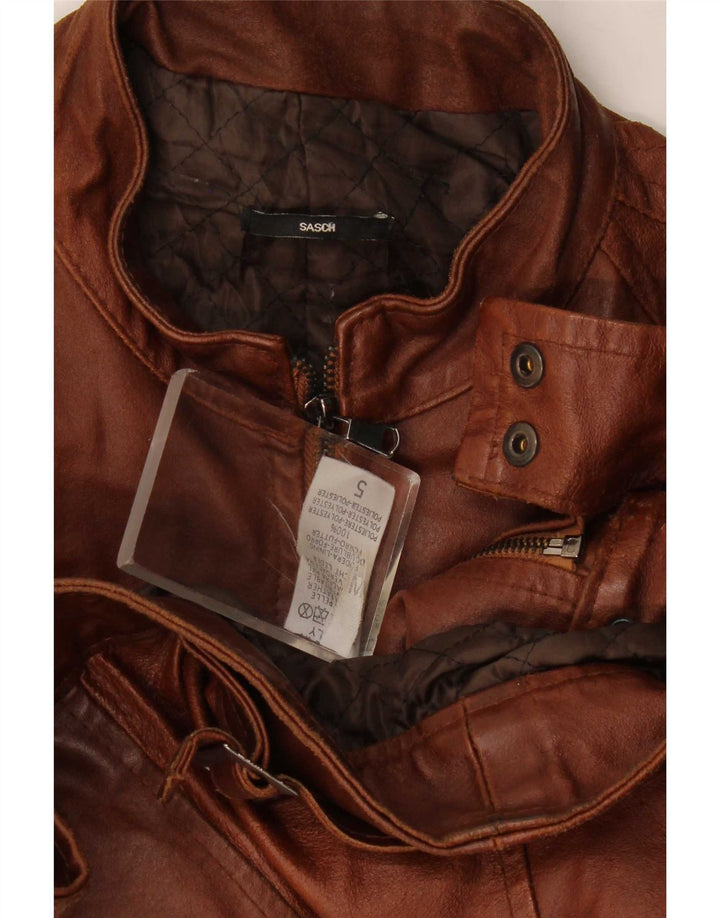 Sasch Chaqueta Racer de cuero para mujer Reino Unido 12 Marrón medio