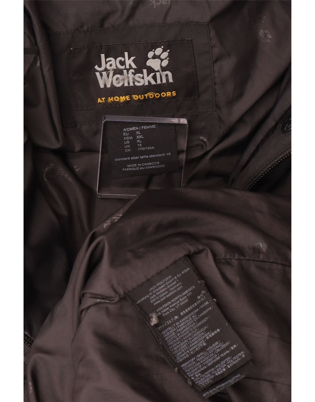 Jack Wolfskin Abrigo acolchado con capucha para mujer UK 40 XL Poliéster gris